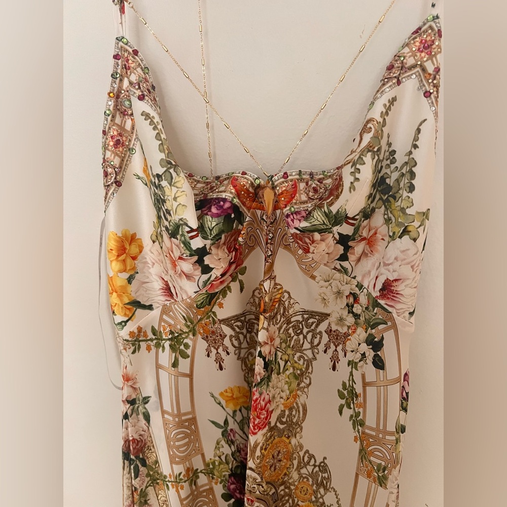 NWT Camilla Silk Egyptian Chain Open Back Size Small Gold Rose - Picture 9 of 14